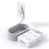 One Beat regleta frontal mostrando 8 enchufes y 4 puertos USB para más dispositivos