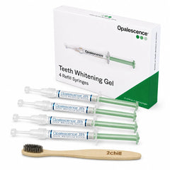 Opalescence frasco frontal mostrando las cuatro jeringas y beneficio profesional