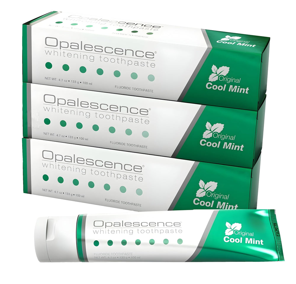 Opalescence pack de 3 frente del empaque mostrando tubos y marca, confianza visual