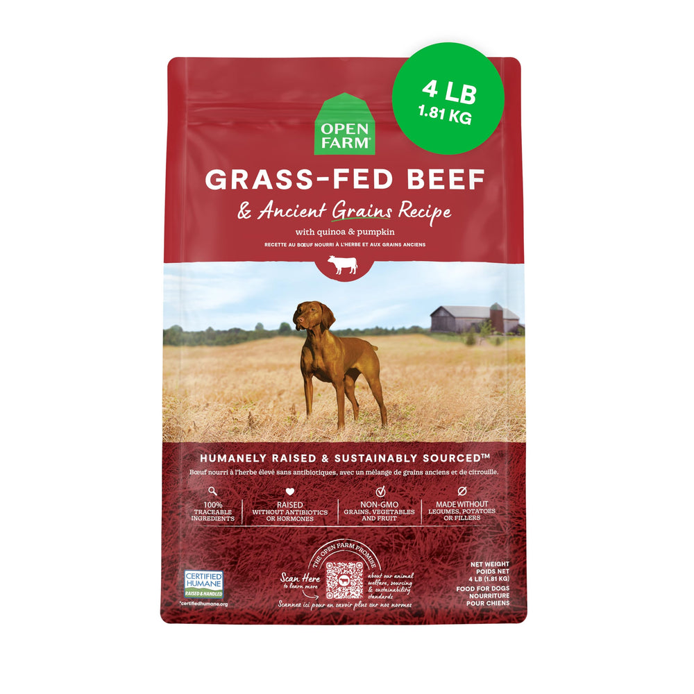 Open Farm bolsa frontal mostrando marca y beneficios nutricionales