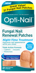 Opti-Nail envase frontal mostrando 21 parches y beneficio de aclarado
