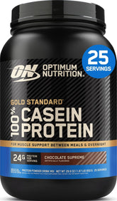 Optimum Nutrition envase frontal mostrando etiqueta y beneficio de proteína sostenida