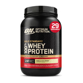 Optimum Nutrition bote frontal mostrando el diseño y beneficio de proteína rápida