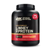 Optimum Nutrition envase frontal fresa plátano, alta proteína lista