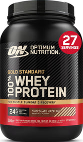 Optimum Nutrition frente del envase mostrando diseño y facilidad de uso