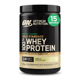 Optimum Nutrition envase frontal mostrando el diseño y el beneficio de 24 g proteína