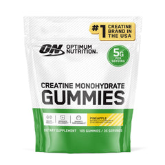 Optimum Nutrition frasco frontal mostrando gominolas y fácil transporte