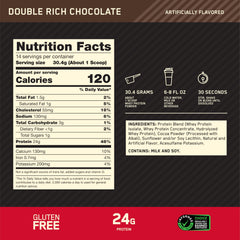 Optimum Nutrition primer plano del polvo para apreciar su textura fina y mezcla rápida