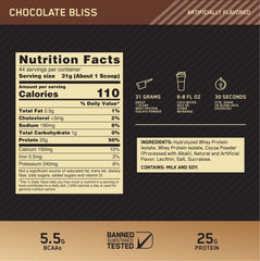 Optimum Nutrition vaso con batido de chocolate listo para recuperación rápida