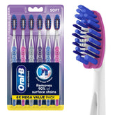 Oral-B frontal del empaque mostrando pack de seis y beneficios de blanqueado