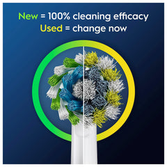 Oral-B cabezal instalado en mango eléctrico en uso simulado eficiente