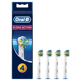Oral-B vista frontal del paquete con cuatro cabezales y beneficio de recambio práctico
