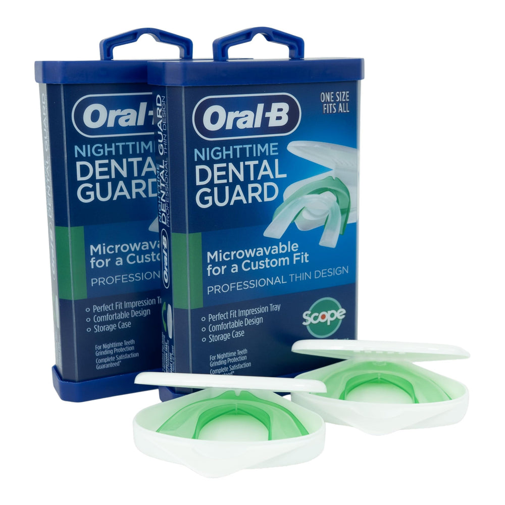 Oral-B frente del paquete con dos protectores y sabor menta
