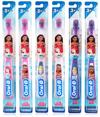 Oral-B vista frontal del envase mostrando princesas y pack de seis, fomenta rutina