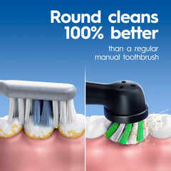Oral-B Pro 100 primer plano de las cerdas anguladas, contacto profundo