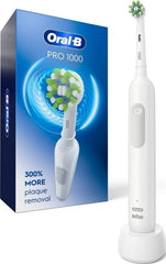 Oral-B cepillo Pro 1000 frontal mostrando diseño profesional y beneficio limpieza eficaz