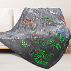 ORDM manta frontal con camiones y tractores, diseño divertido y acogedor