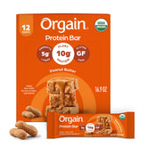 Orgain paquete delantero mostrando 12 barras, ideal para snacks portátiles