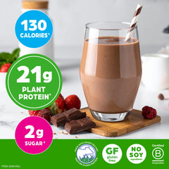 Batido de Orgain chocolate servido listo para consumo energizante