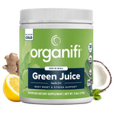 Organifi Green Juice envase frontal mostrando la marca y conveniencia