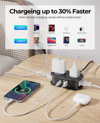 ORICO vista de puertos 2 USB-A y 1 USB-C para carga simultánea