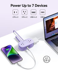 ORICO Purple Cruise primeros planos de puertos USB-A y USB-C, conexiones rápidas y organizadas