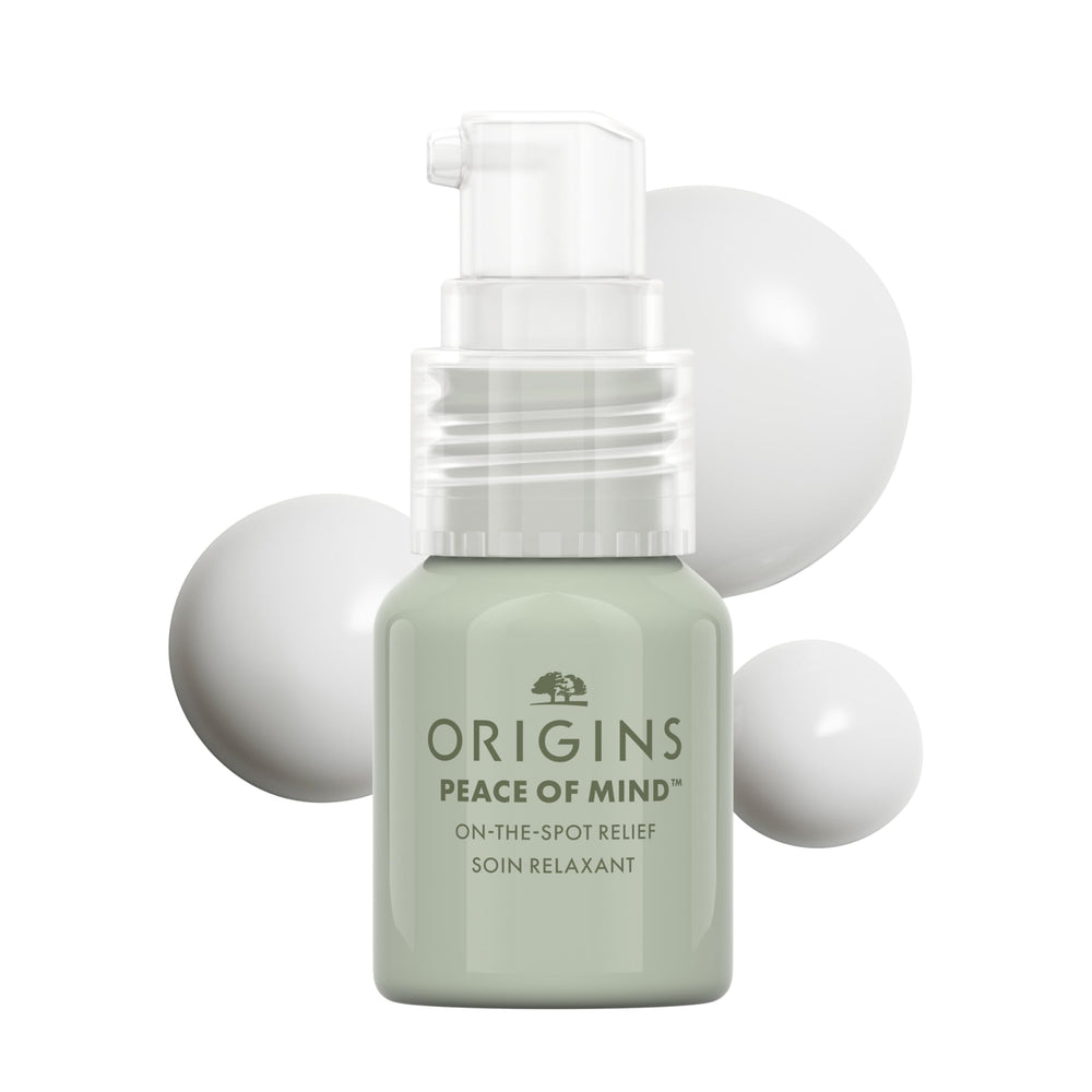 Origins envase frontal mostrando el diseño compacto y fácil de llevar