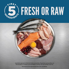 ORIJEN ingredientes frescos en plato demostrando origen animal