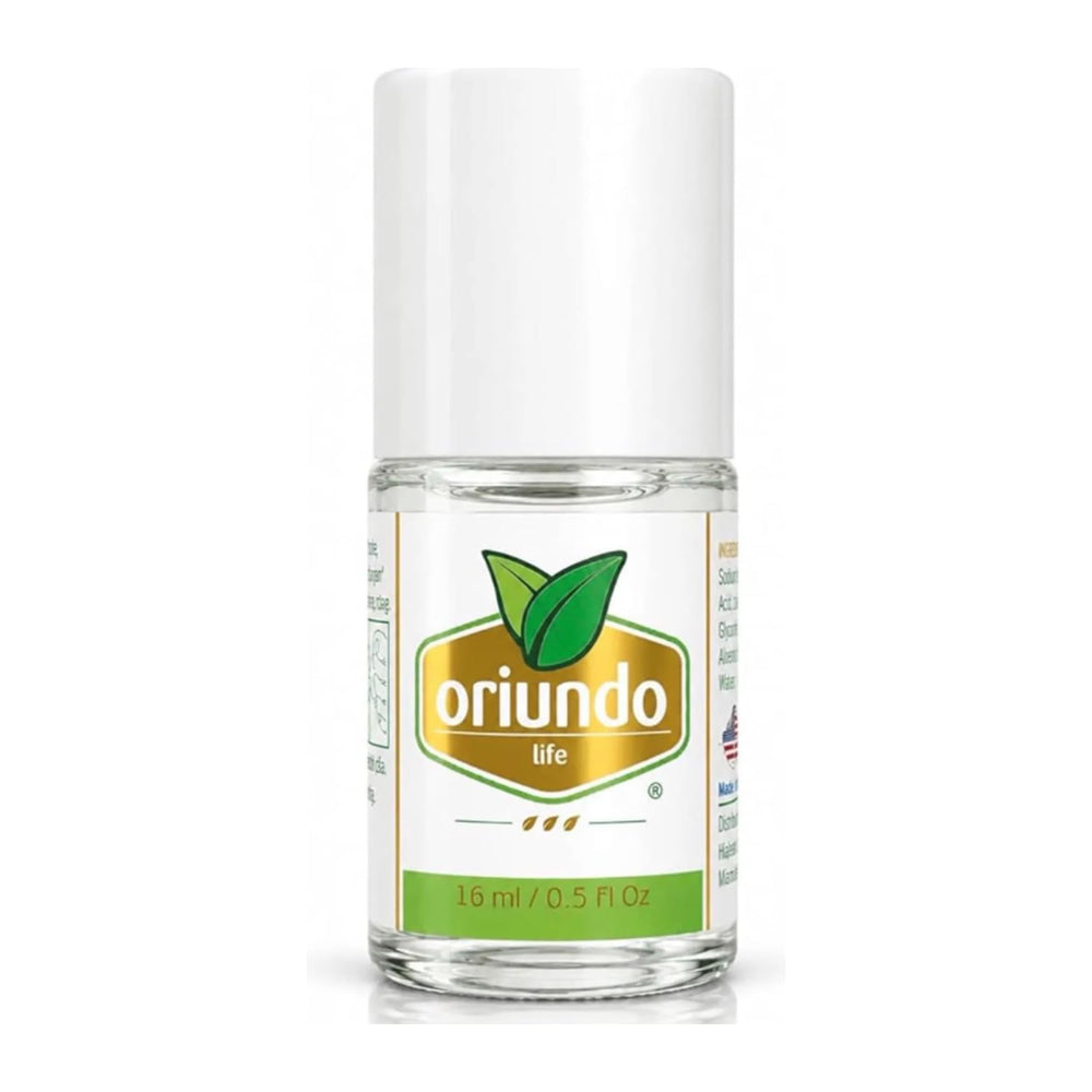 oriundo life frasco delantero mostrando etiqueta y volumen 0.5 oz, fácil identificación