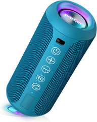 Ortizan X10 vista frontal y lateral, diseño azul y potencia sonora
