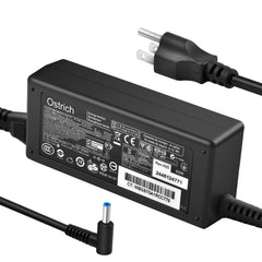 Ostrich adaptador enchufado a un portátil HP demostrando compatibilidad práctica