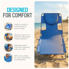 Ostrich chaise plegada con asa fácil de llevar y ahorro de espacio