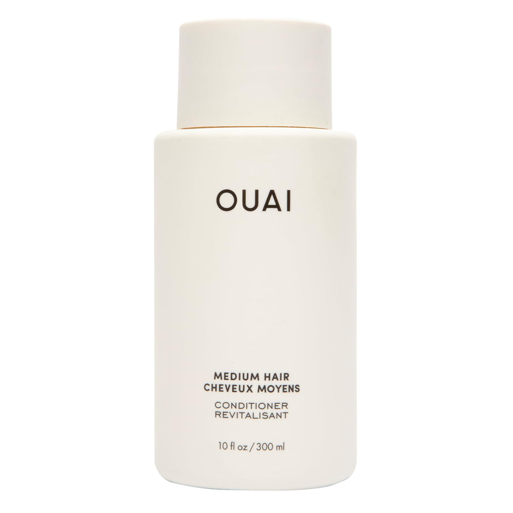 OUAI botella frontal mostrando diseño y tamaño para identificar el acondicionador