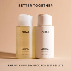 OUAI etiqueta con ingredientes como queratina, biotina y aceite de chía beneficiosos
