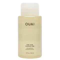 OUAI botella frontal del Fine Hair Shampoo mostrando volumen práctico