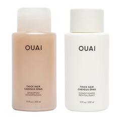 OUAI set delantero producto mostrando botellas y beneficio hidratación profunda