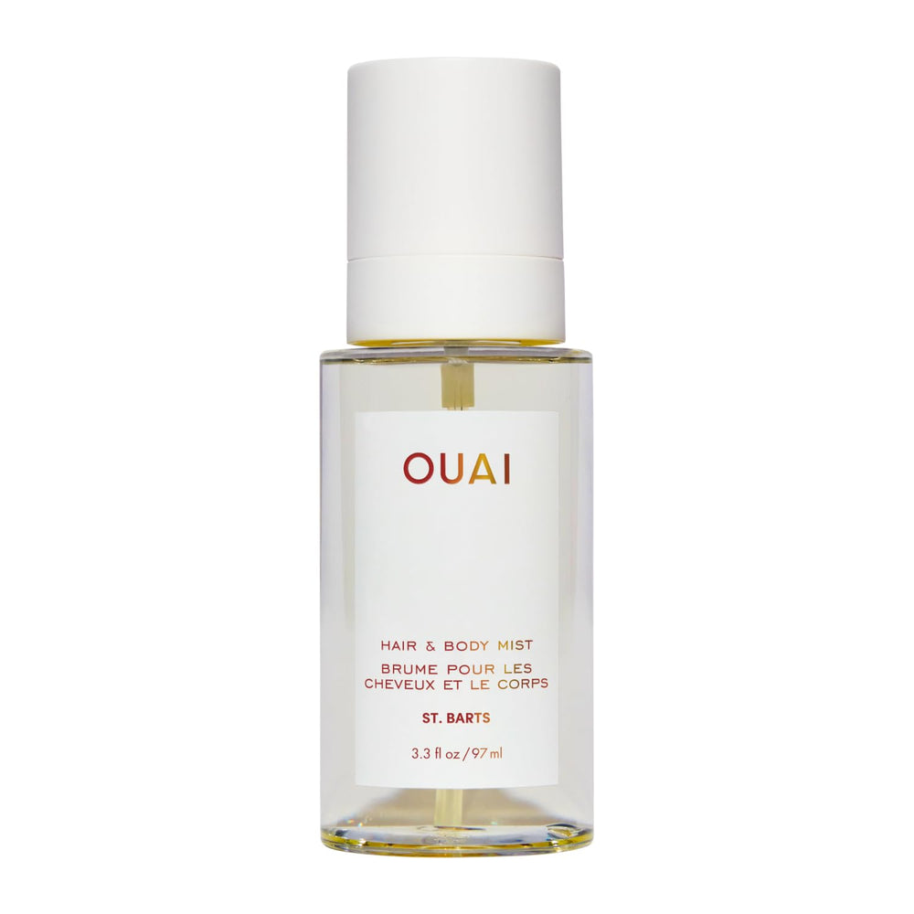OUAI botella frontal St. Barts mostrando diseño y tamaño portátil