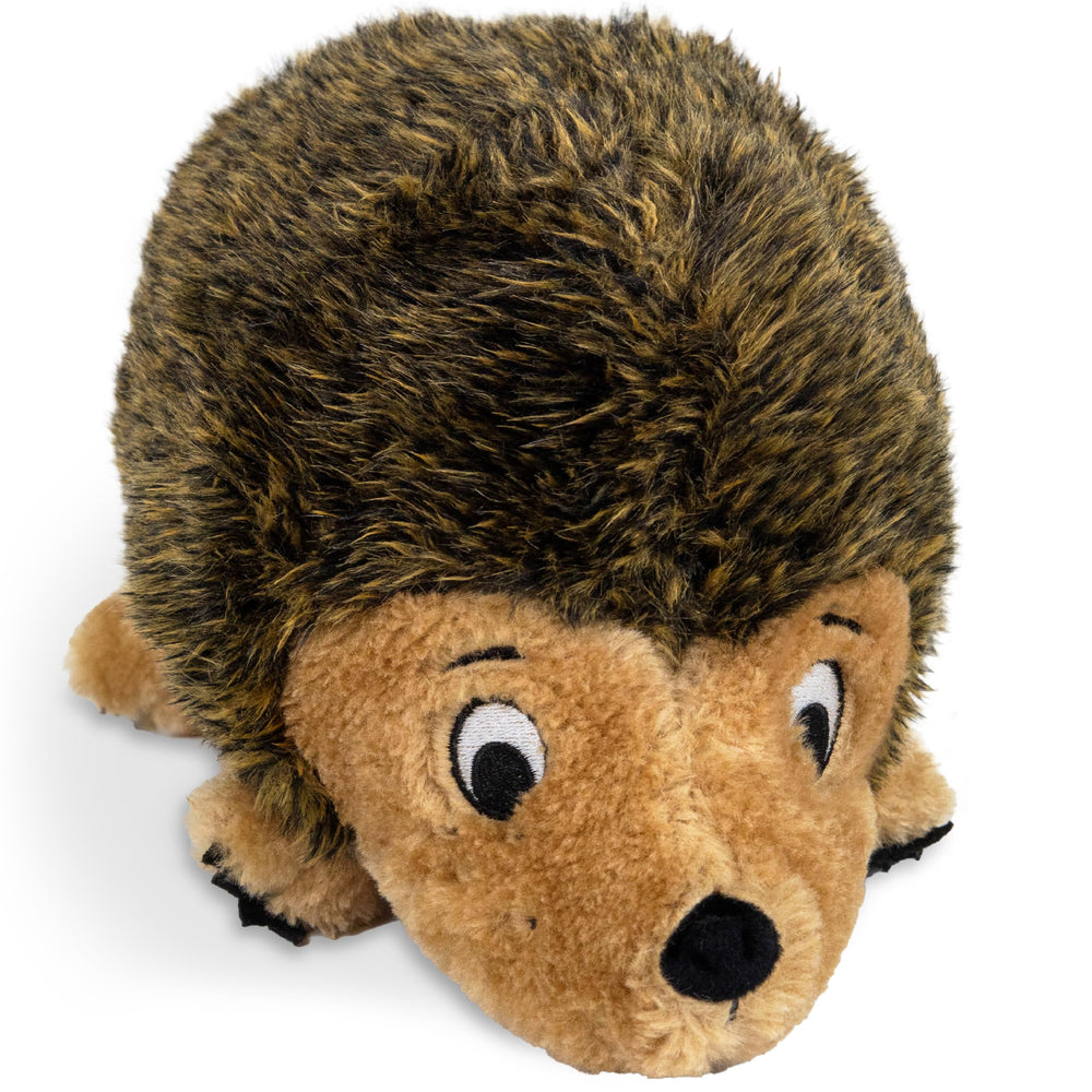 Outward Hound vista frontal del peluche hedgehogz XL, ideal para abrazos