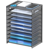 OUTWOLF vista frontal del organizador con 10 bandejas, orden instantáneo