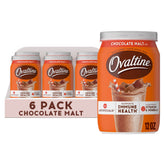 Ovaltine lata 12 oz vista frontal con diseño claro y práctico