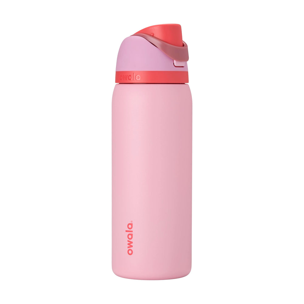 Owala botella FreeSip vista frontal color Angel Food Cake, diseño portátil
