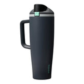 Owala FreeSip vista frontal botella Foggy Tide, diseño práctico y capacidad