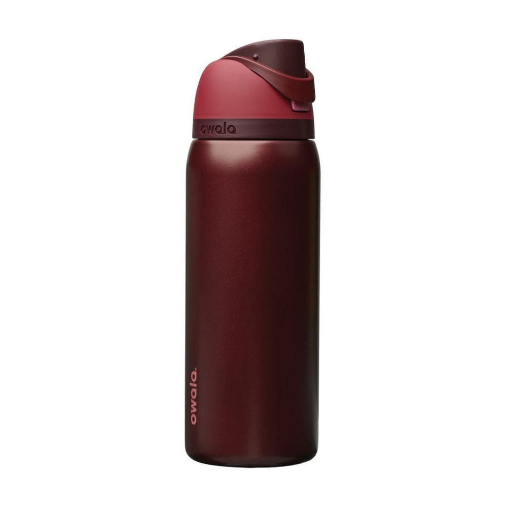 Owala FreeSip frontal Black Cherry mostrando estilo y capacidad