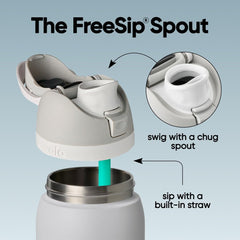 Owala FreeSip detalle de la boquilla FreeSip mostrando el botón de apertura