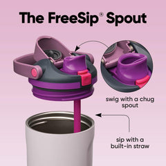 Owala FreeSip detalle del asa tipo cubeta para transporte cómodo