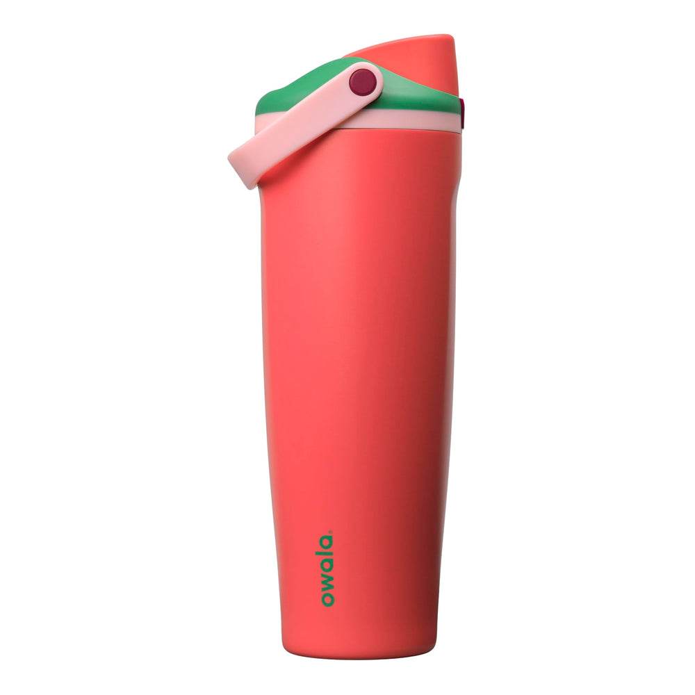 Owala FreeSip Sway frontal mostrando boquilla 2 en 1 y capacidad visible para fácil hidratación