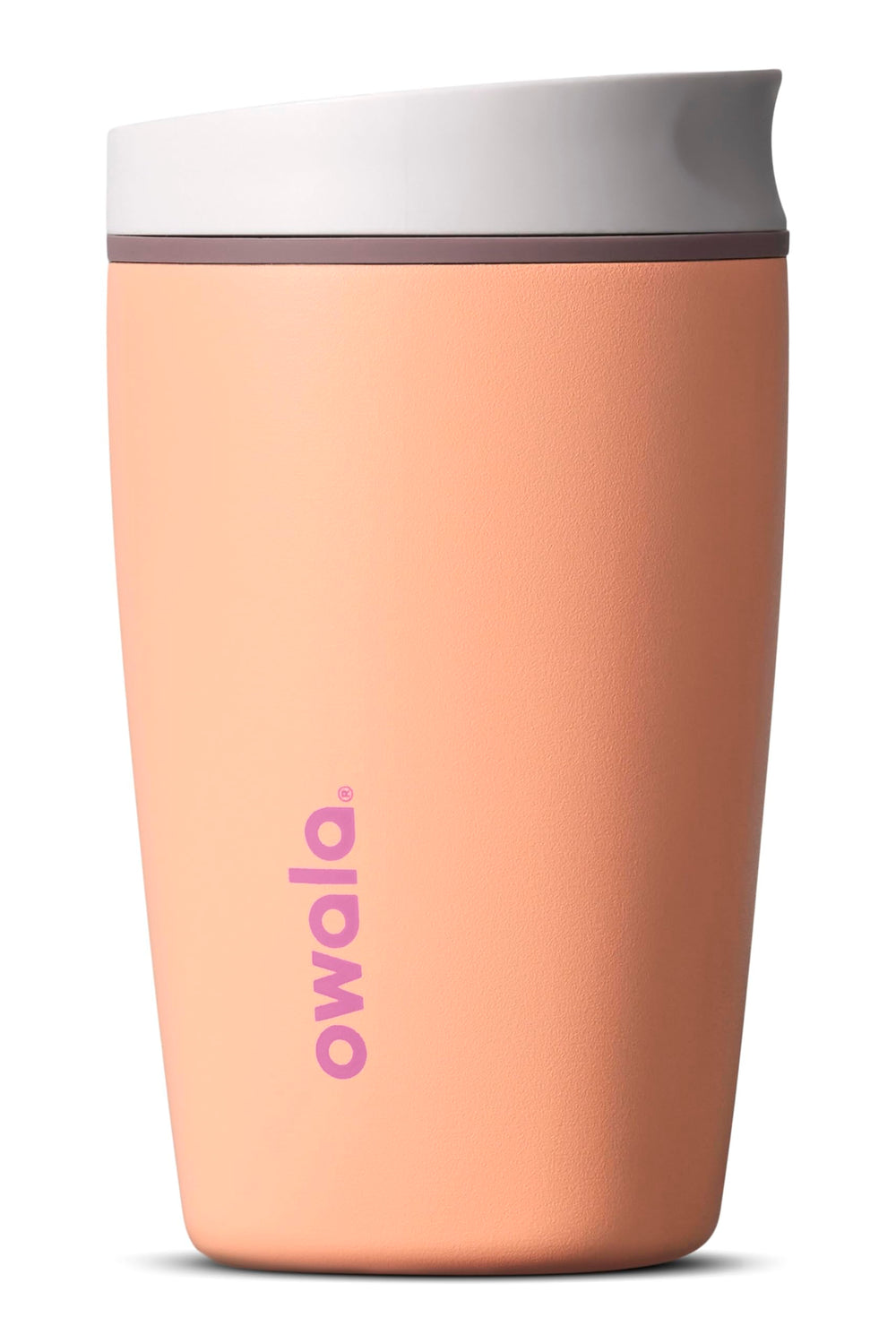 Owala SmoothSip Slider frontal mostrando color peachy keen y diseño portátil