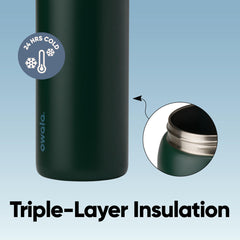 Owala primer plano del acero inoxidable y acabado resistente para uso diario