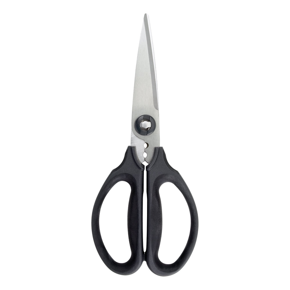 OXO Good Grips shears front view showing ergonomic handles and blades for comfortable cutting