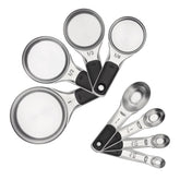 OXO vista frontal del juego en acero inoxidable con aspecto profesional